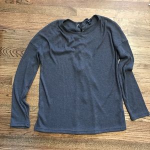 NWOT Very J Gray Top with Lace Up Back Size L